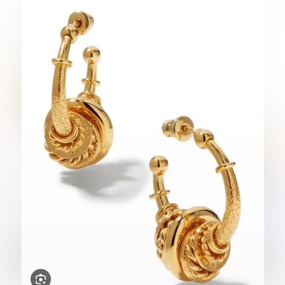 🆕 Authentic Gas Bijoux Maranzana Two-Tone Gold And Silver Small Hoop Earrings